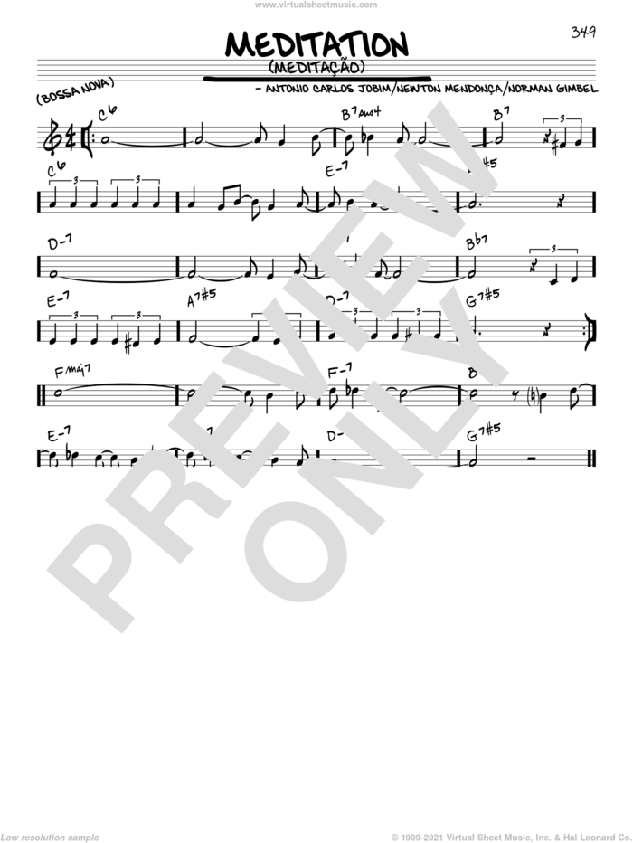 Meditation (Meditacao) sheet music for voice and other instruments (in C) by Antonio Carlos Jobim, Newton Mendonca and Norman Gimbel, intermediate skill level