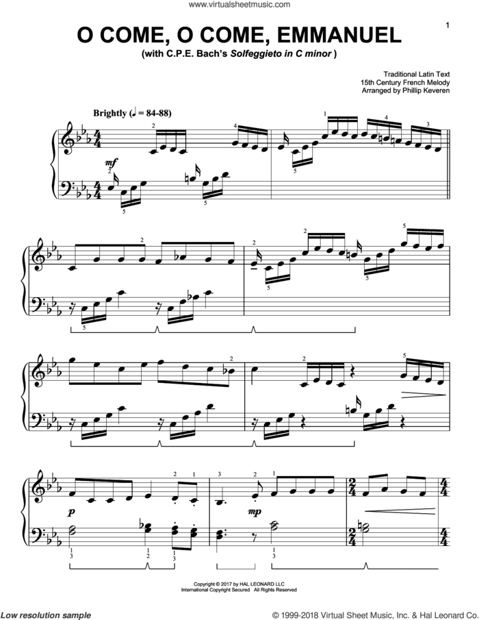 O Come, O Come, Emmanuel [Classical version] (arr. Phillip Keveren) sheet music for piano solo by Phillip Keveren, 15th Century French Melody, Miscellaneous and Thomas Helmore, easy skill level