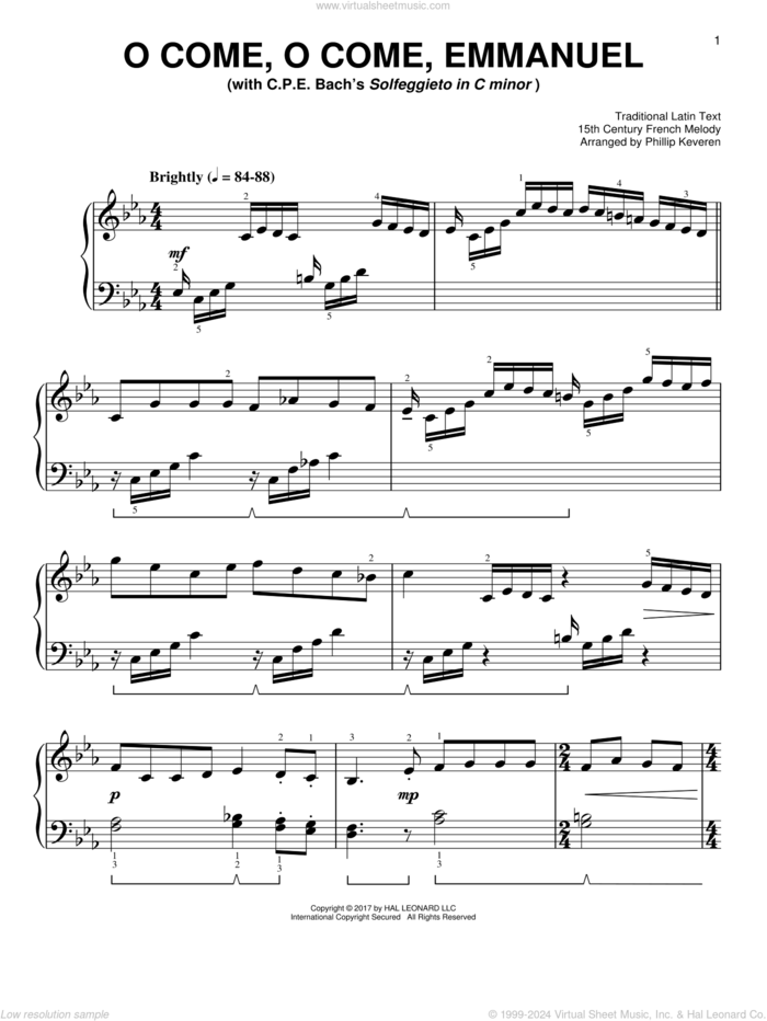 O Come, O Come, Emmanuel [Classical version] (arr. Phillip Keveren) sheet music for piano solo by Phillip Keveren, 15th Century French Melody, Miscellaneous and Thomas Helmore, easy skill level