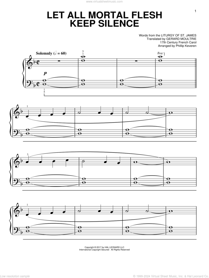 Let All Mortal Flesh Keep Silence [Classical version] (arr. Phillip Keveren) sheet music for piano solo by Phillip Keveren, Gerard Moultrie, Liturgy Of St. James and Miscellaneous, easy skill level