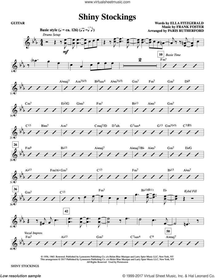 Shiny Stockings (complete set of parts) sheet music for orchestra/band by Ella Fitzgerald, Count Basie, Frank Foster and Paris Rutherford, intermediate skill level