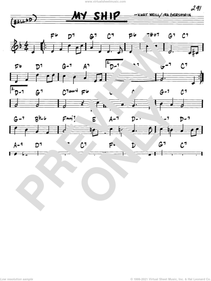 My Ship sheet music for voice and other instruments (in C) by Kurt Weill and Ira Gershwin, intermediate skill level