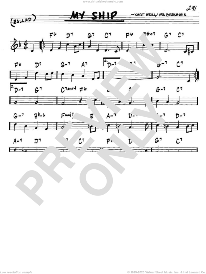 My Ship sheet music for voice and other instruments (in C) by Kurt Weill and Ira Gershwin, intermediate skill level