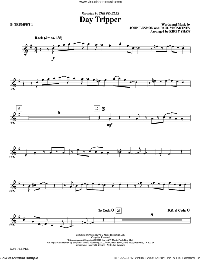 Day Tripper (complete set of parts) sheet music for orchestra/band by The Beatles, John Lennon, Kirby Shaw and Paul McCartney, intermediate skill level