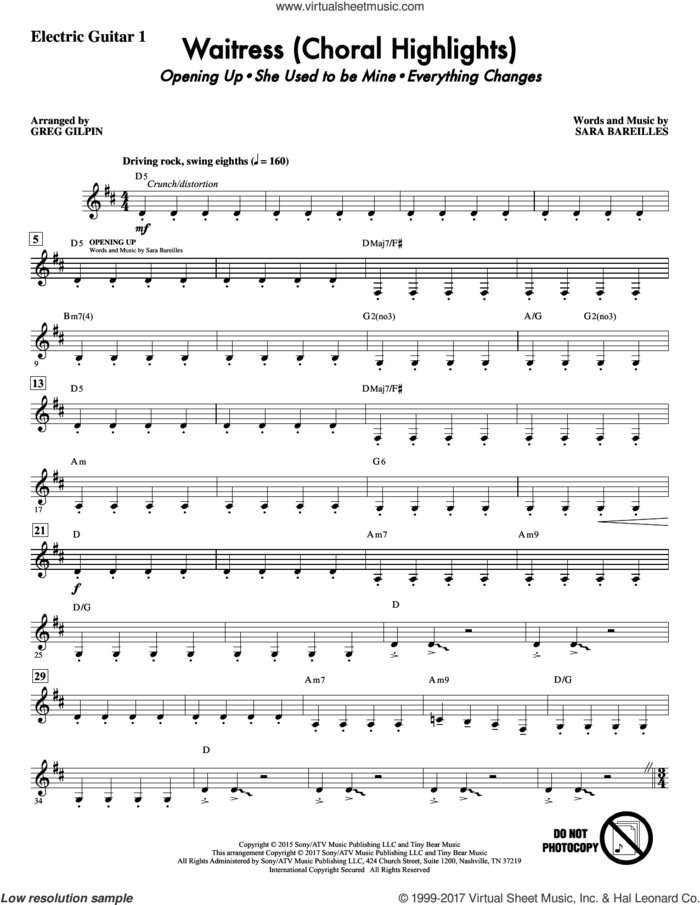 Waitress (Choral Highlights) (arr. Greg Gilpin) (complete set of parts) sheet music for orchestra/band by Greg Gilpin and Sara Bareilles, intermediate skill level