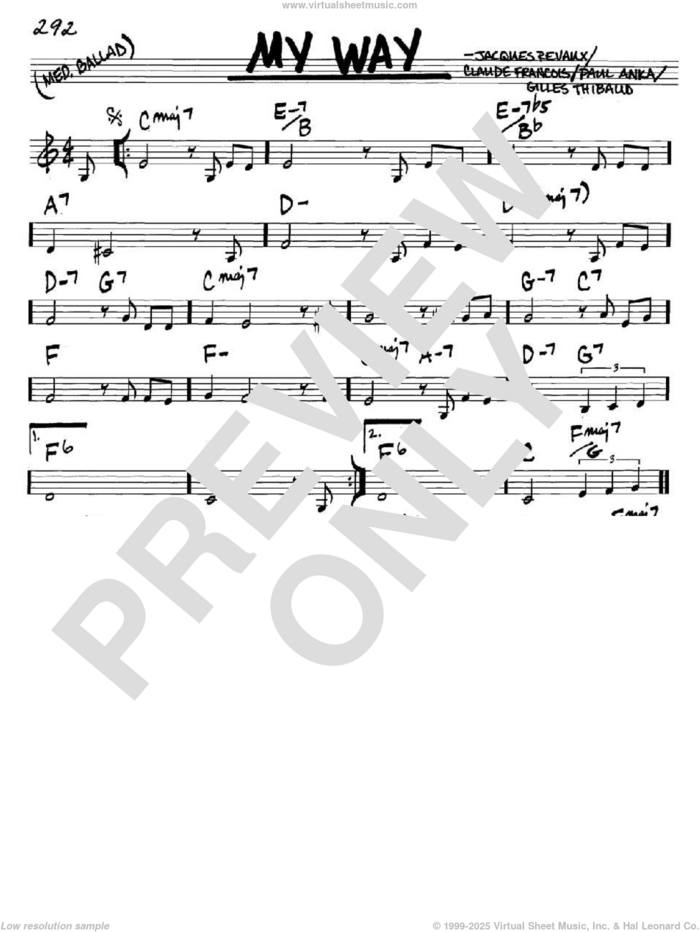 My Way sheet music for voice and other instruments (in C) by Paul Anka, Elvis Presley, Frank Sinatra, Claude Francois, Gilles Thibault and Jacques Revaux, intermediate skill level