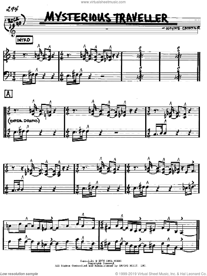 Mysterious Traveller sheet music for voice and other instruments (in C) by Wayne Shorter, intermediate skill level