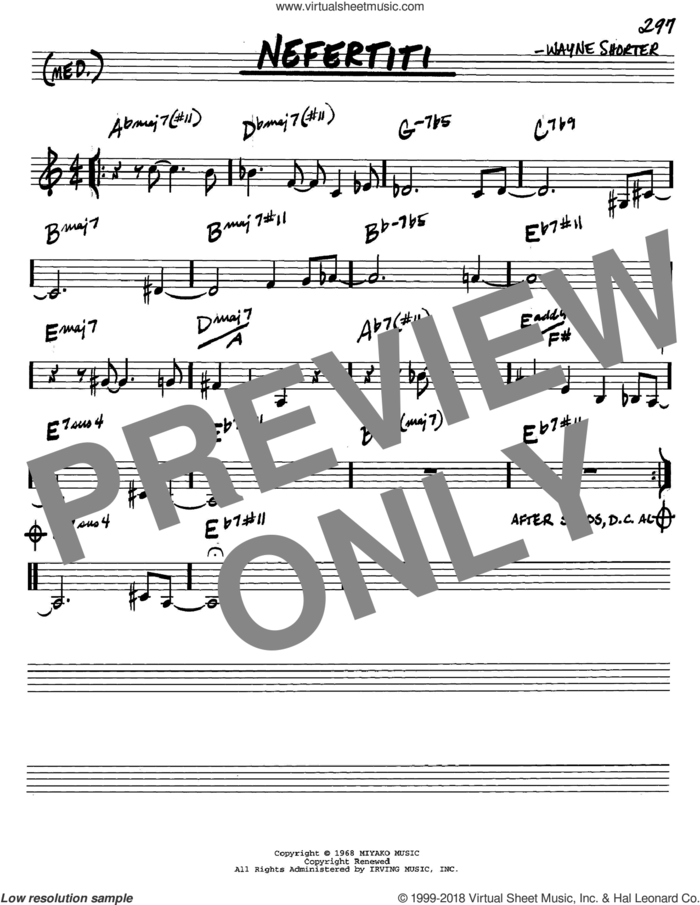 Nefertiti sheet music for voice and other instruments (in C) by Wayne Shorter, intermediate skill level