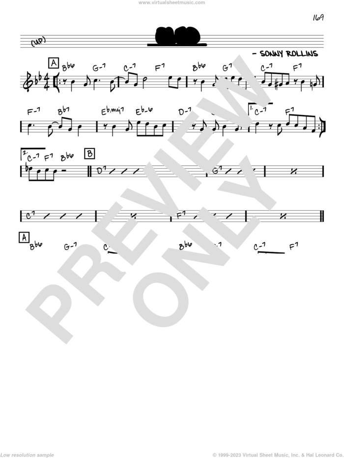 Oleo sheet music for voice and other instruments (in C) by John Coltrane and Sonny Rollins, intermediate skill level