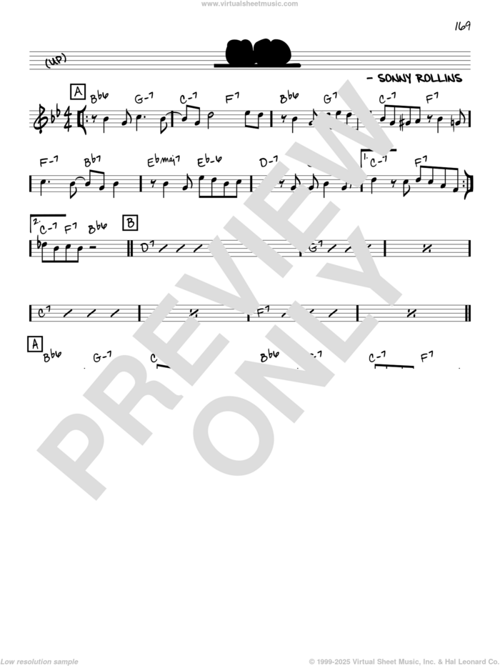 Oleo sheet music for voice and other instruments (in C) by John Coltrane and Sonny Rollins, intermediate skill level