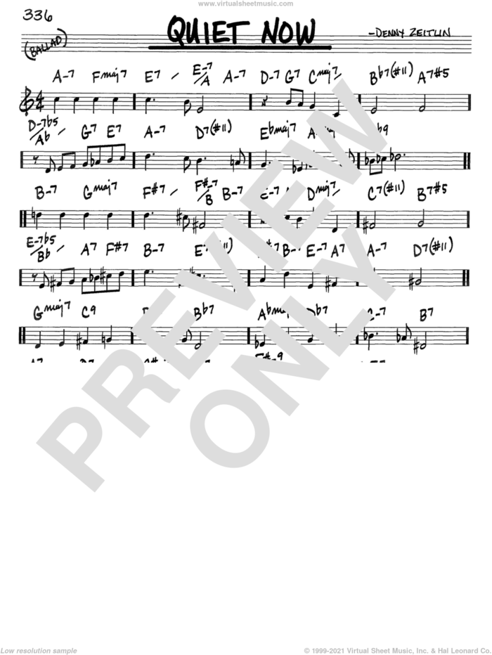 Quiet Now sheet music for voice and other instruments (in C) by Denny Zeitlin, intermediate skill level