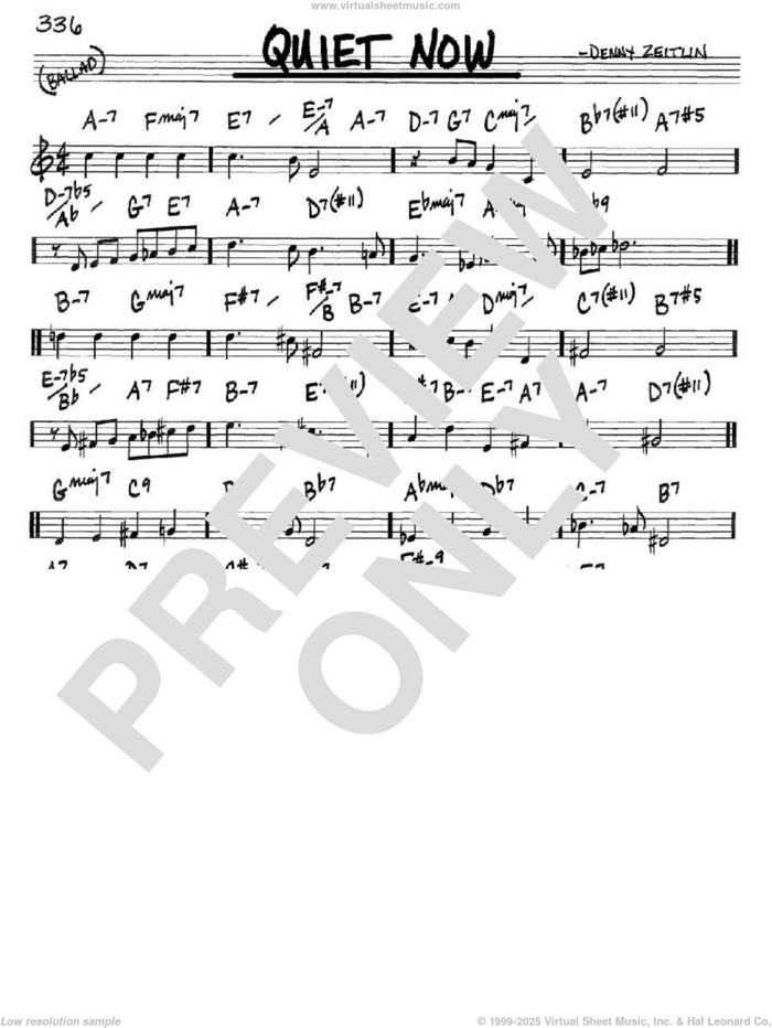 Quiet Now sheet music for voice and other instruments (in C) by Denny Zeitlin, intermediate skill level