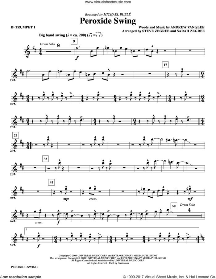 Peroxide Swing (complete set of parts) sheet music for orchestra/band by Michael Buble, Andrew Van Slee, Sarah Zegree and Steve Zegree, intermediate skill level