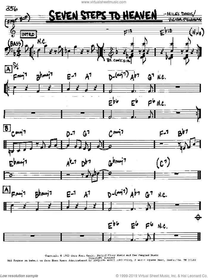 Seven Steps To Heaven sheet music for voice and other instruments (in C) by Miles Davis and Victor Feldman, intermediate skill level