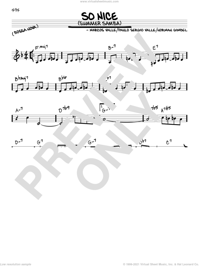So Nice (Summer Samba) sheet music for voice and other instruments (in C) by Marcos Valle, Norman Gimbel and Paulo Sergio Valle, intermediate skill level