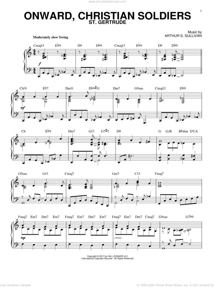 Onward, Christian Soldiers [Jazz version] sheet music for piano solo by Sabine Baring-Gould and Arthur Sullivan, intermediate skill level