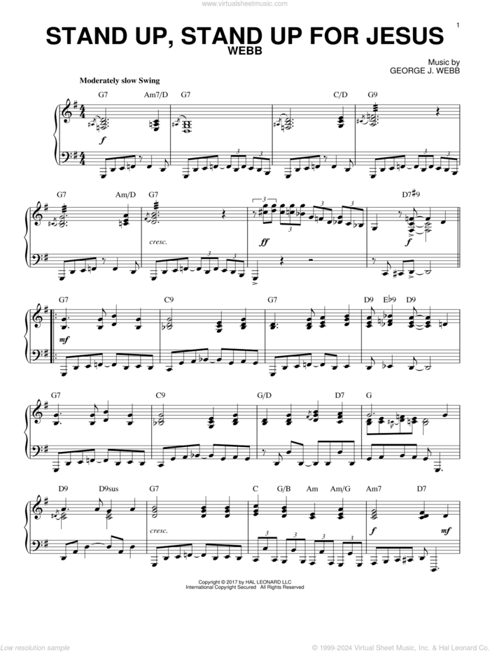 Stand Up, Stand Up For Jesus [Jazz version] (arr. Phillip Keveren) sheet music for piano solo by George Webb and George Duffield, Jr., intermediate skill level