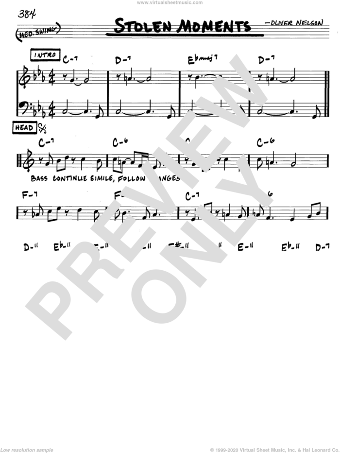 Stolen Moments sheet music for voice and other instruments (in C) by Oliver Nelson, intermediate skill level