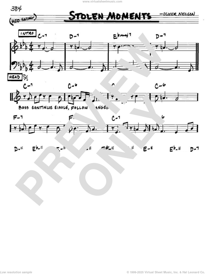 Stolen Moments sheet music for voice and other instruments (in C) by Oliver Nelson, intermediate skill level