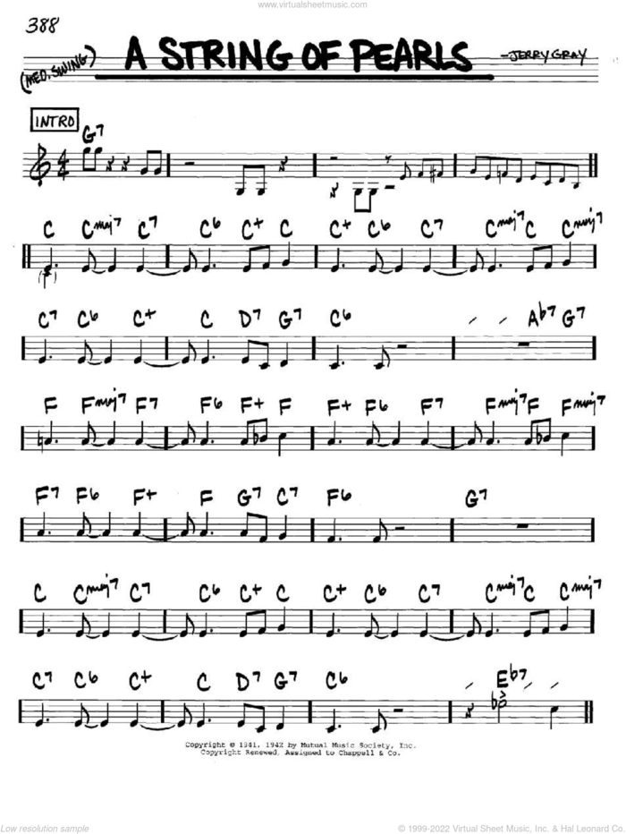 A String Of Pearls sheet music for voice and other instruments (in C) by Eddie DeLange and Jerry Gray, intermediate skill level