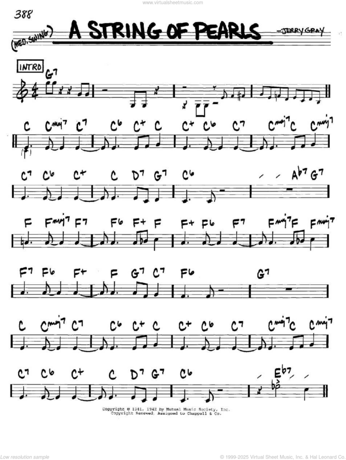 A String Of Pearls sheet music for voice and other instruments (in C) by Eddie DeLange and Jerry Gray, intermediate skill level