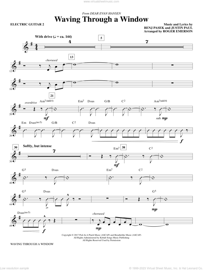 Waving Through a Window sheet music for orchestra/band (guitar 2) by Pasek & Paul, Roger Emerson, Benj Pasek and Justin Paul, intermediate skill level