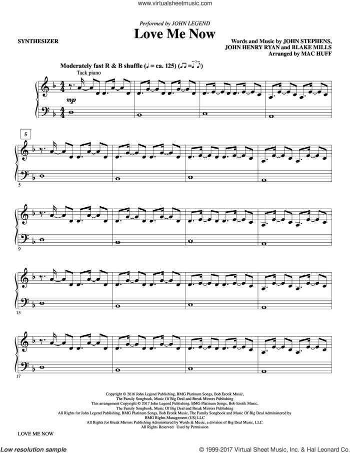 Love Me Now (complete set of parts) sheet music for orchestra/band by Mac Huff, Blake Mills, John Henry Ryan, John Legend and John Stephens, intermediate skill level