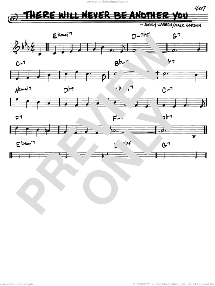 There Will Never Be Another You sheet music for voice and other instruments (in C) by Mack Gordon and Harry Warren, intermediate skill level