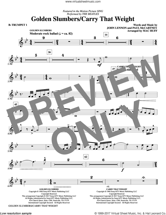 Golden Slumbers/Carry That Weight (from Sing) (arr. Mac Huff) (complete set of parts) sheet music for orchestra/band by The Beatles, Jennifer Hudson, John Lennon, Mac Huff and Paul McCartney, intermediate skill level