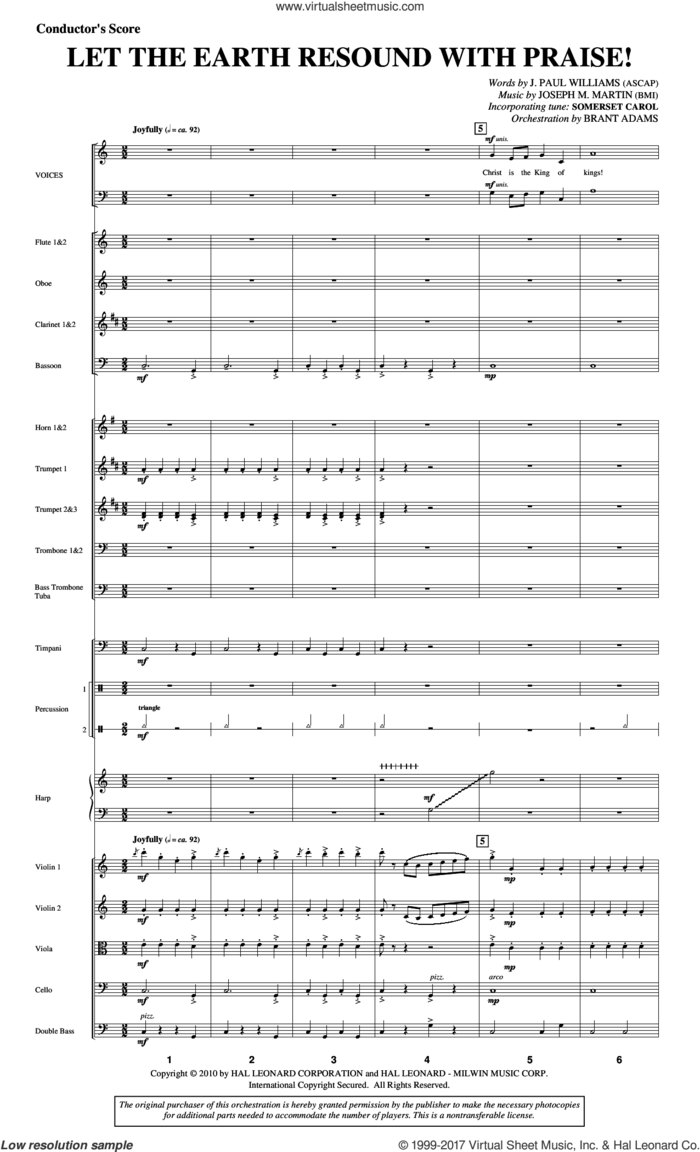Let The Earth Resound with Praise! (COMPLETE) sheet music for orchestra/band by Joseph M. Martin, J. Paul Williams and Miscellaneous, intermediate skill level