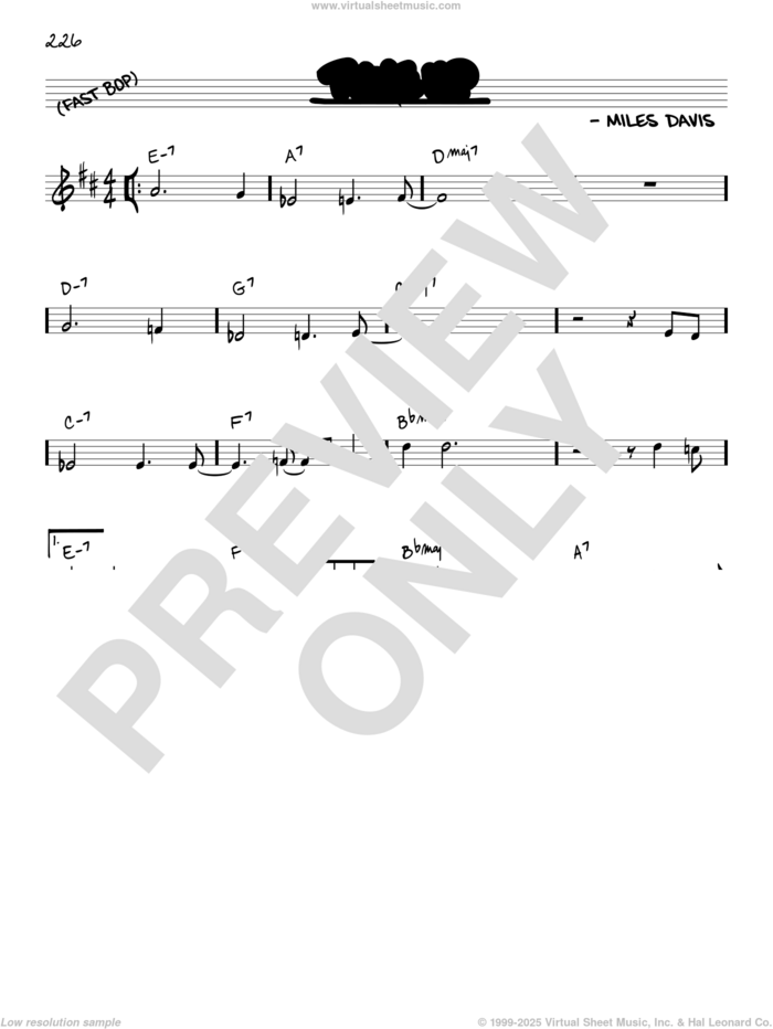 Tune Up sheet music for voice and other instruments (in C) by Miles Davis, intermediate skill level