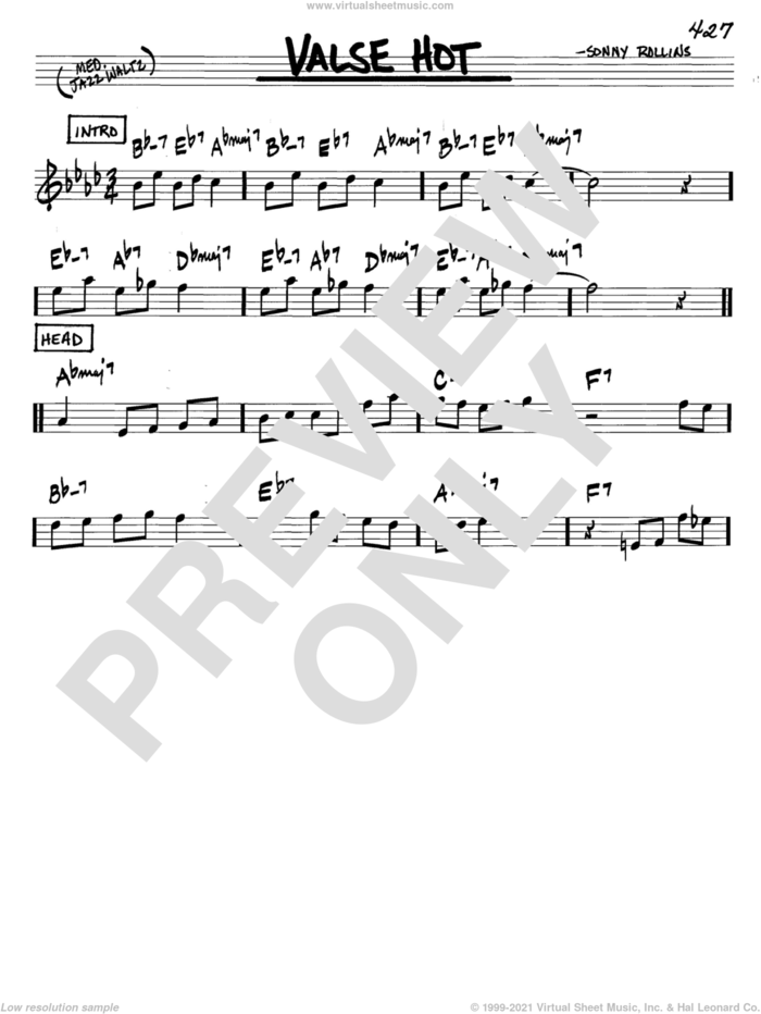 Valse Hot sheet music for voice and other instruments (in C) by Sonny Rollins, intermediate skill level