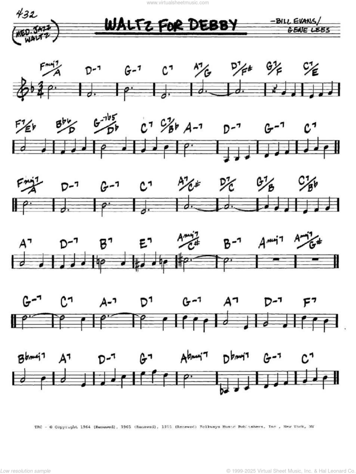 Waltz For Debby sheet music for voice and other instruments (in C) by Bill Evans and Eugene John Lees, intermediate skill level