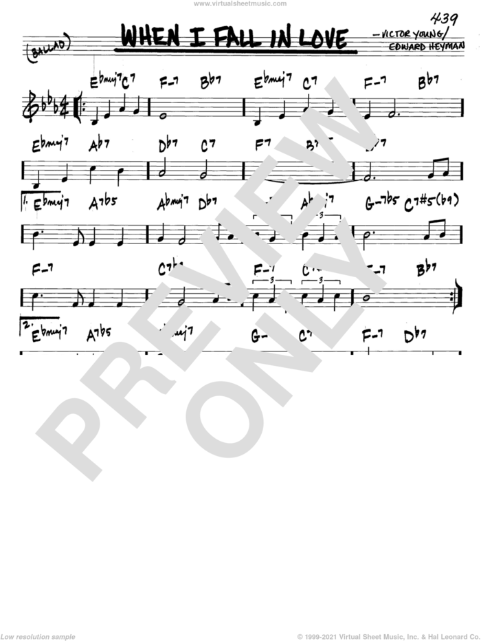 When I Fall In Love sheet music for voice and other instruments (in C) by Victor Young and Edward Heyman, intermediate skill level