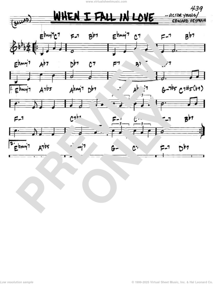 When I Fall In Love sheet music for voice and other instruments (in C) by Victor Young and Edward Heyman, intermediate skill level