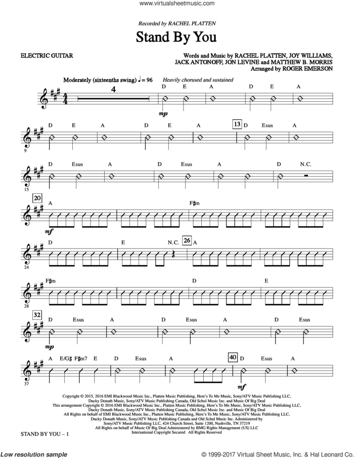 Stand By You (complete set of parts) sheet music for orchestra/band by Roger Emerson, Jack Antonoff, Jon Levine, Joy Williams, Matthew Morris and Rachel Platten, wedding score, intermediate skill level