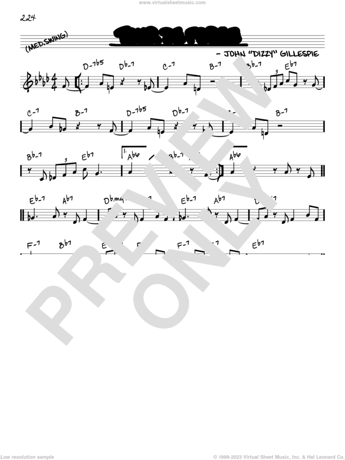 Tour De Force sheet music for voice and other instruments (in C) by Dizzy Gillespie, intermediate skill level