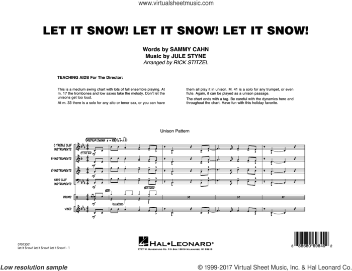 Let It Snow! Let It Snow! Let It Snow! (COMPLETE) sheet music for jazz band by Sammy Cahn, Jule Styne and Rick Stitzel, intermediate skill level