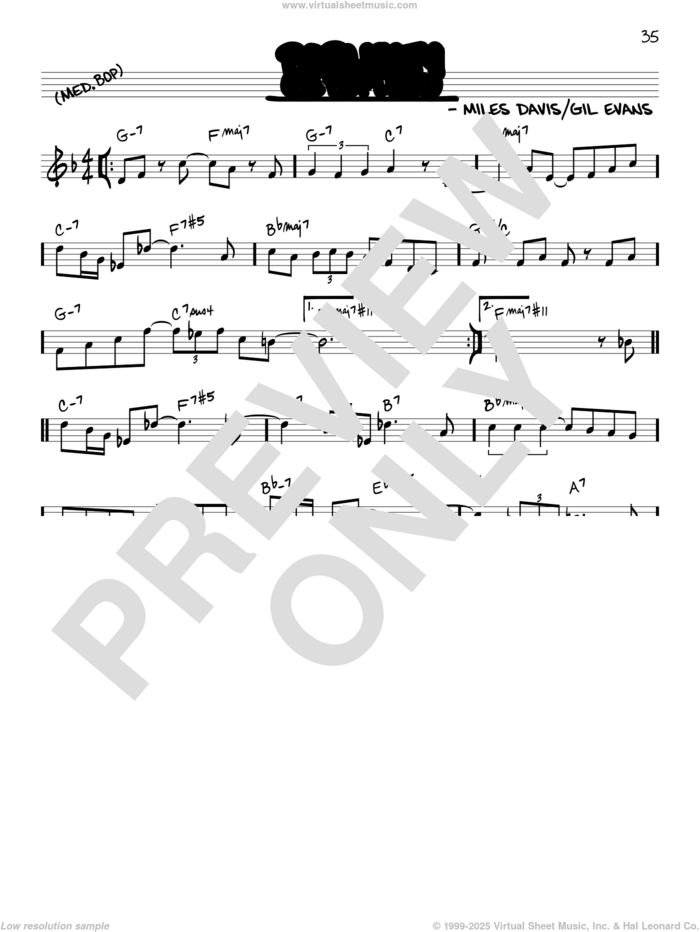 Boplicity (Be Bop Lives) sheet music for voice and other instruments (in C) by Miles Davis and Gil Evans, intermediate skill level