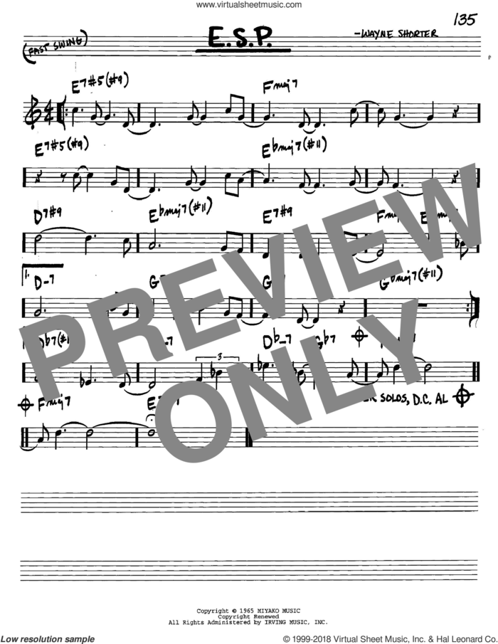 E.S.P. sheet music for voice and other instruments (in C) by Wayne Shorter, intermediate skill level