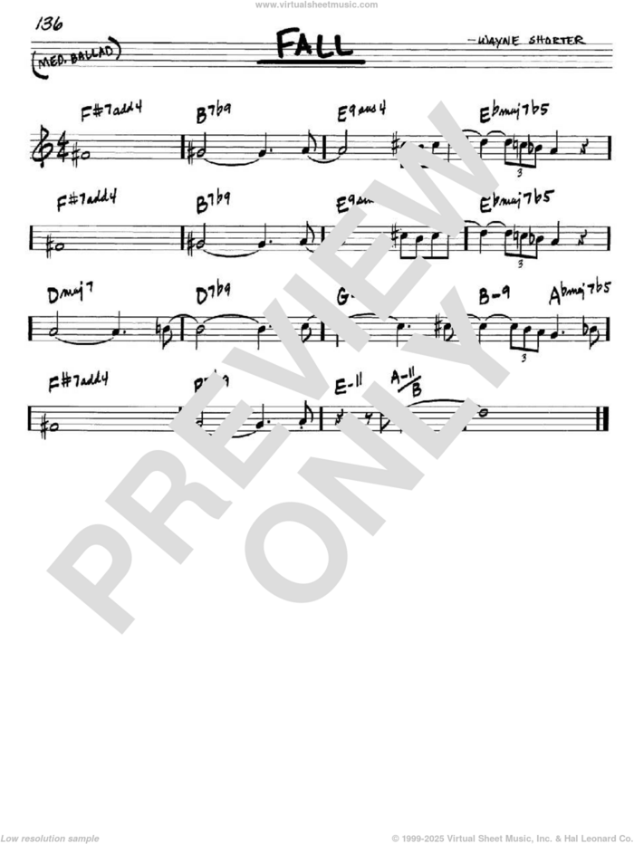 Fall sheet music for voice and other instruments (in C) by Wayne Shorter, intermediate skill level