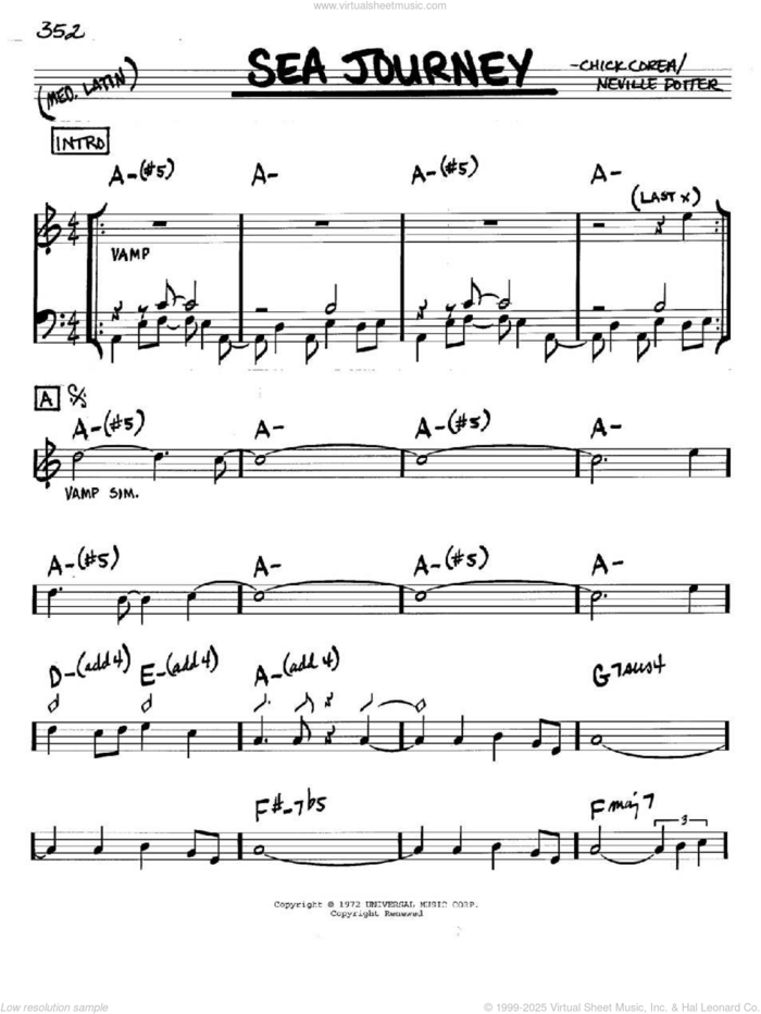 Sea Journey sheet music for voice and other instruments (in C) by Chick Corea and Neville Potter, intermediate skill level