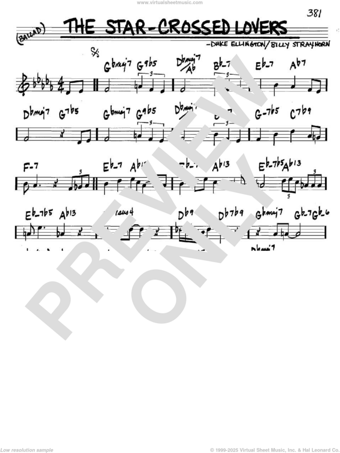 The Star-Crossed Lovers sheet music for voice and other instruments (in C) by Duke Ellington and Billy Strayhorn, intermediate skill level