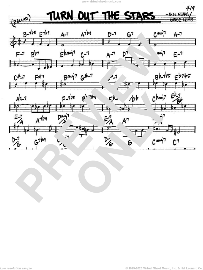 Turn Out The Stars sheet music for voice and other instruments (in C) by Bill Evans and Eugene John Lees, intermediate skill level