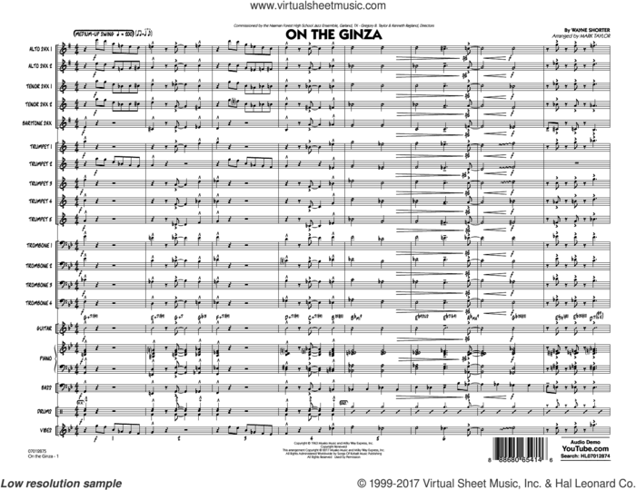 On The Ginza (COMPLETE) sheet music for jazz band by Mark Taylor and Wayne Shorter, intermediate skill level