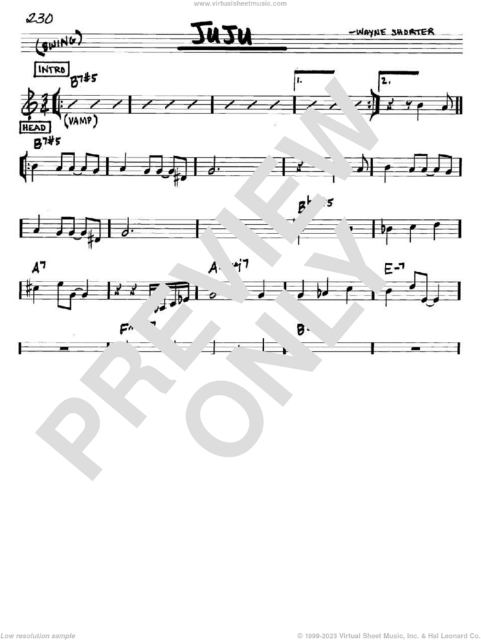 Juju sheet music for voice and other instruments (in C) by Wayne Shorter, intermediate skill level