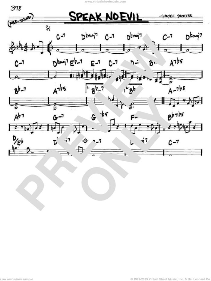 Speak No Evil sheet music for voice and other instruments (in C) by Wayne Shorter, intermediate skill level