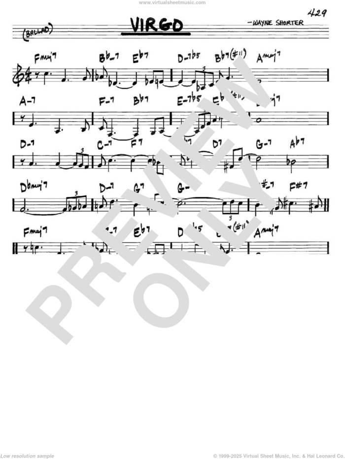 Virgo sheet music for voice and other instruments (in C) by Wayne Shorter, intermediate skill level