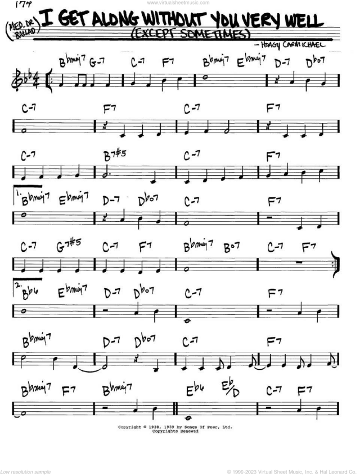 I Get Along Without You Very Well (Except Sometimes) sheet music for voice and other instruments (in C) by Hoagy Carmichael, intermediate skill level