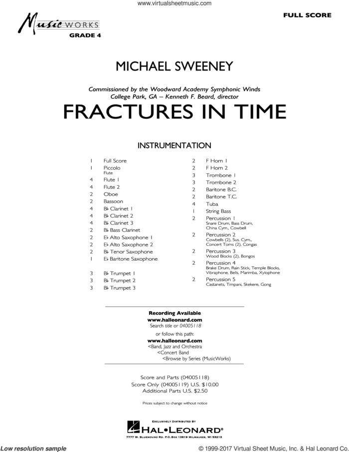 Fractures in Time (COMPLETE) sheet music for concert band by Michael Sweeney, intermediate skill level